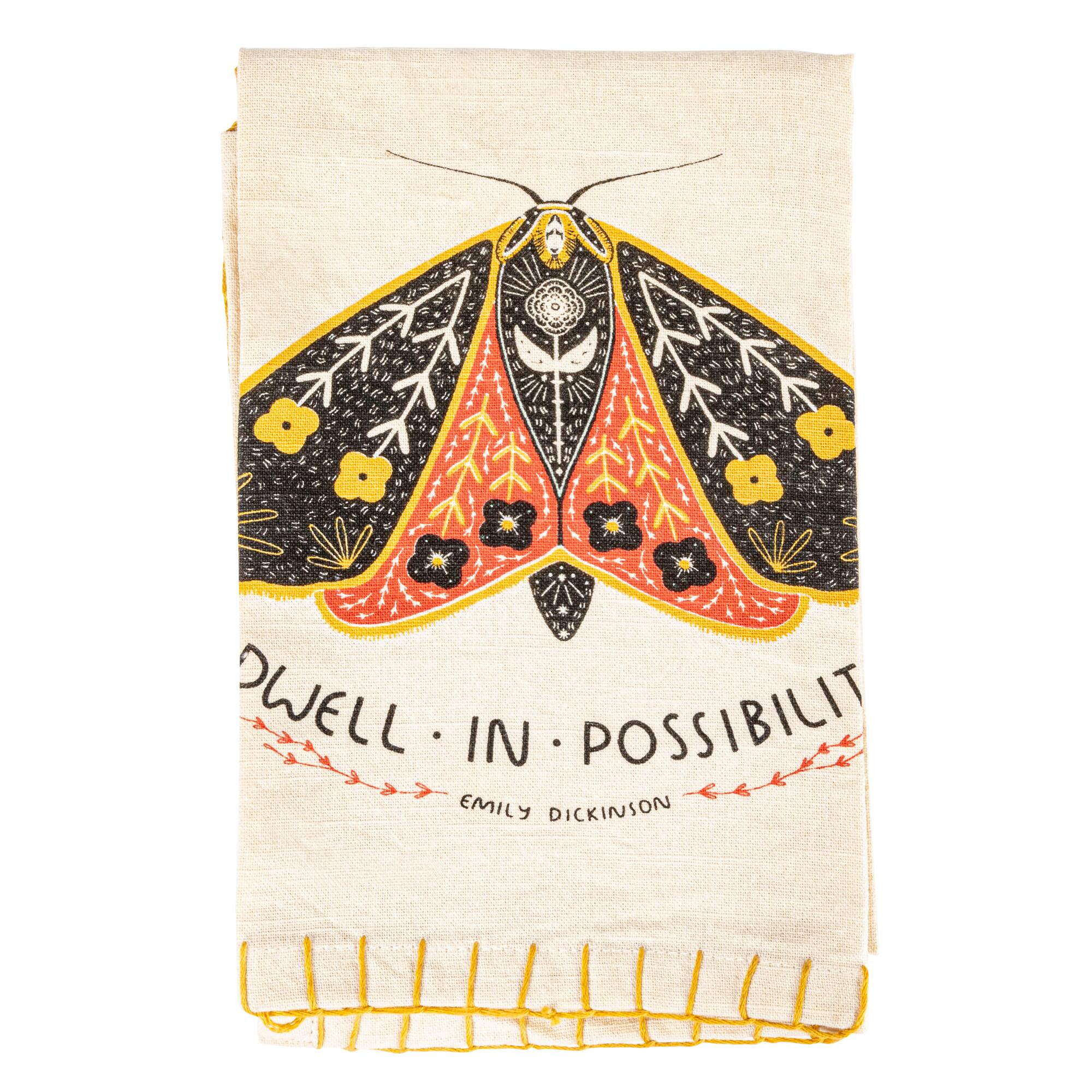 Hello Honey® Dwell in Possibility Moth Cotton Tea Towel